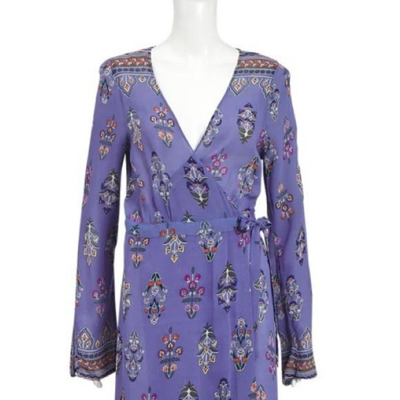 TIGERLILY Hydra Mauve Lilac Long Sleeve Wrap Maxi Dress - Picture 15 of 16